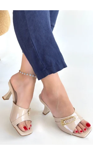 Sief Bej Rugan Topuklu Terlik