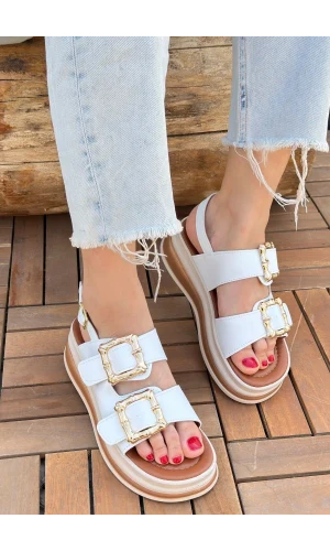 Stan Beyaz Cilt Sandalet