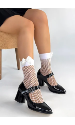 Weys Siyah Rugan Topuklu Ayakkabı