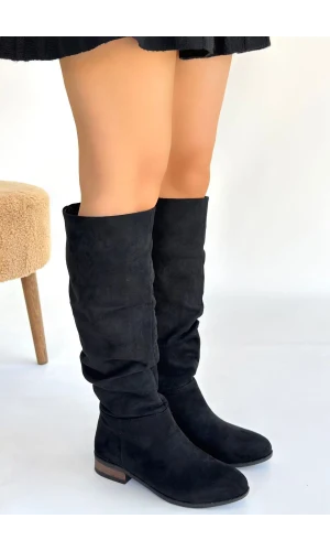 Winda Siyah Süet Körüklü Çizme