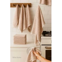 10 lu Dama Desenli Mutfak Kurulama Bezi 50x70 Cm  Kahverengi