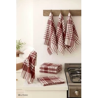 10 lu Lüks Bulaşık Kurulama Bezi ve Mutfak Peçetesi 50x70 Cm Daily Bordo