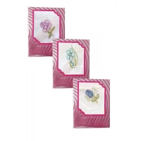 3’lü Özel Paket Premium Kadın İşlemeli Mendil Seti  %100 Pamuk 28x28 Cm