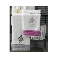 4 Parça Aile Bornoz Seti Kadın Erkek Havlulu Bornoz Takımı Beyaz Set