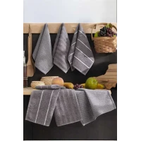 6 lı Luna Naturel Mutfak Havlu Seti %100 Pamuklu 30X50 Cm Antrasit