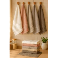 6 Parça Mutfak Havlusu Seti %100 Pamuklu Dalga