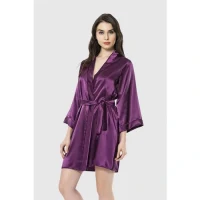 Arias Closet Mor Kısa Saten Sabahlık