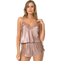 Arias Closet Vizon Saten Babydoll Şort Takımı