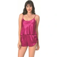 Arias Closet Vişne Saten Babydoll Şort Takımı