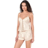 Arias Closet Fildişi Saten Babydoll Şort Takımı