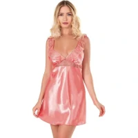 Arias Closet Mercan Kısa Saten Gecelik