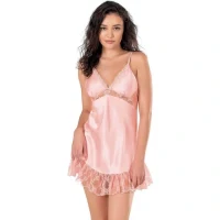 Arias Closet Somon Kısa Saten Gecelik