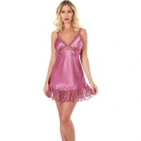 Arias Closet Gül Kurusu Kısa Saten Gecelik