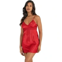 Arias Closet Kırmızı Kısa Saten Gecelik