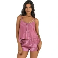 Arias Closet Gül Kurusu Saten Şort Takımı