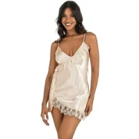 Arias Closet Fildişi Kısa Saten Gecelik 8229