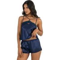 Arias Closet Lacivert Saten Şort Takımı