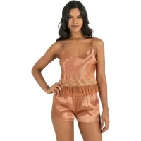 Arias Closet Bakır Saten Şort Takımı 9209