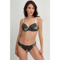 Arias Closet Viskon Balenli Destekli Dolgulu Çiçek Baskılı Sütyen ve Slip Takım