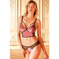 Arias Closet Kadife Balensiz Desteksiz Dolgusuz Yaka Detaylı Bralet Sütyen ve Slip Takım