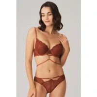 Arias Closet Balenli Destekli Dolgulu Göbek Detaylı Dantelli Sütyen ve Slip Takım