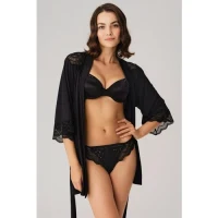 Arias Closet Dantelli Sabahlık Balenli Destekli Dolgulu Taşlı Sütyen ve String 3lü Takım