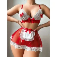 Arias Closet Kırmızı Tül Etekli Fantezi Hizmetçi Kostümü