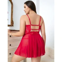 Arias Closet Büyük Beden Göğüs Kısmı Fiyonklu Dekolteli Fantezi Gecelik