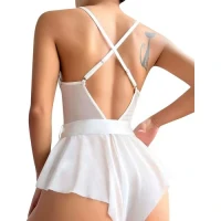 Arias Closet Beyaz Dantel Işlemeli Kurdelalı Fantezi Tül Babydoll