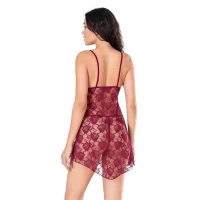 Arias Closet Bordo Kısa Tül Gecelik