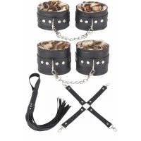 Arias Closet Deri Leoparlı 4lü Harness Set