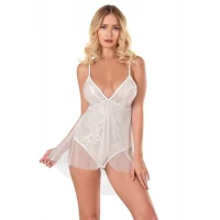 Arias Closet Ekru Jakarlı Bodysuit Gecelik