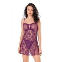 Arias Closet Mor Kısa Tül Gecelik