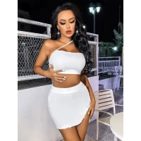 Arias Closet Özel Tasarım Beyaz Etekli Fantezi Mini Club Elbisesi