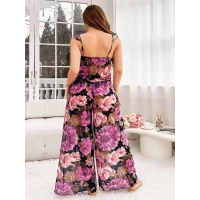 Arias Closet Özel Tasarım Büyük Beden Çiçek Desenli Bol Kesim 2li Pijama Takımı