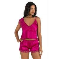 Arias Closet Vişne Saten Şort Takımı 9205