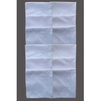 Çiçek İşlemeli Bayan Mendili 12 Adet 28x28 cm 100 Pamuk