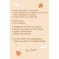 Çift Kişilik Lastikli Çarşaflı Nevresim Takımı Pamuklu Four Season Beyaz Gri