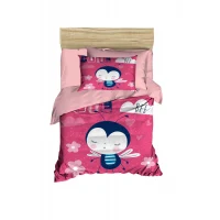 Dijital Baskılı 3d Pamuklu Yenidoğan Bebek Nevresim Takımı Cute Bee Pink