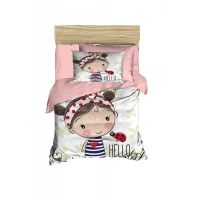 Dijital Baskılı 3d Pamuklu Yenidoğan Bebek Nevresim Takımı Hello Girl