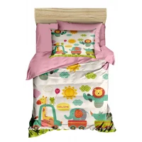 Dijital Baskılı 3d Pamuklu Yenidoğan Bebek Nevresim Takımı Welcome Zoo