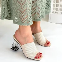 Evra Leopar Triko Topuklu Terlik