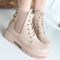 Harte Siyah Cilt Bağcıklı Bot