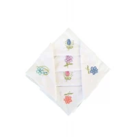 Hediyelik İşlemeli Bayan Mendili 6 lı Paket 28x28 cm 100 Pamuk