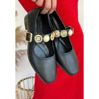 Koope Siyah Cilt Babet Ayakkabı