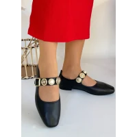 Koope Siyah Cilt Babet Ayakkabı