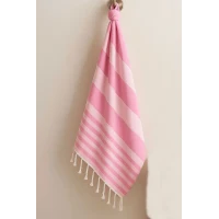 Mimoza Unisex Peştemal Plaj Havlusu 100x180 Cm %100 Pamuklu Soft Pembe-Açık Pembe