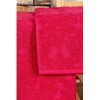 Mira Home 2 Parça Jakarlı Banyo Havlu Takımı Doku Desen Fuşya