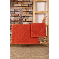 Mira Home 2 Parça Jakarlı Banyo Havlu Takımı Doku Desen Kiremit