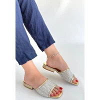 Ortu Gümüş Cilt İşlemeli Terlik